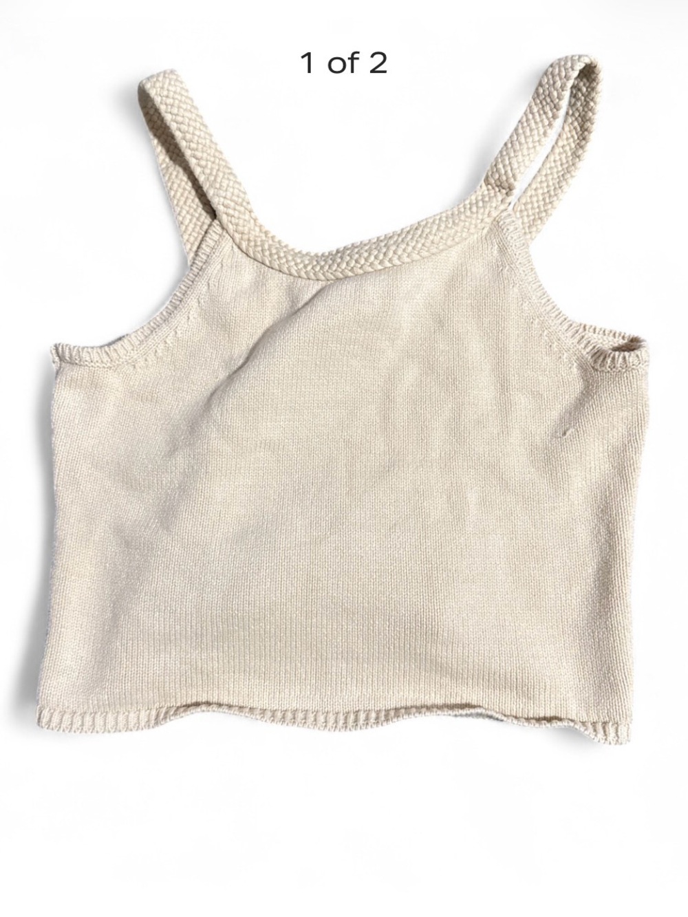 Joie Cream Knit Braided Strap Cropped Camisole